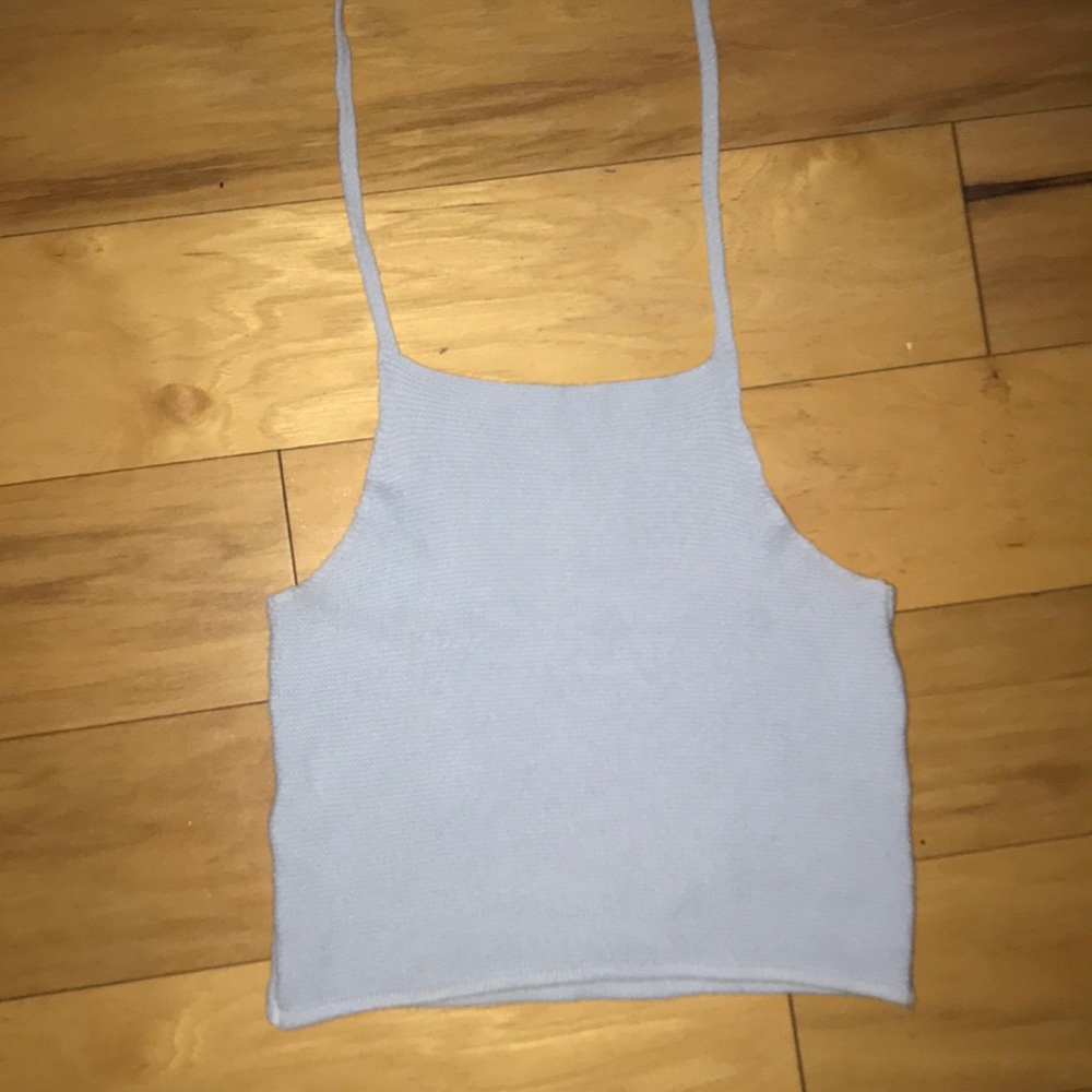 baby blue knit halter top